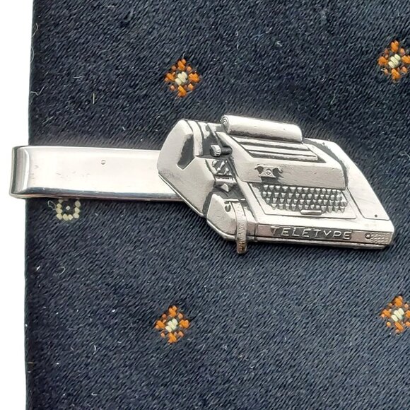 Vintage AT&T Robbins & Co. Teletype Tie Clip Silver Tone Mens Accessory Collecti